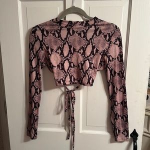 Shein Snakeskin Backless Mock Neck Top | Size M